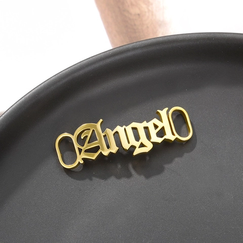 Amuletos Para Zapatos De Acero Inoxidable Con Letras Góticas Doradas Hebilla De Zapato Personalizada Para Zapatillas Hombre Mujer