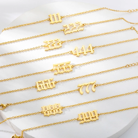 Gothic Angel Number Anklet 111-999 For Women Stainless Steel Gold Silver Plated Personalized Numerology Adjustable Body Jewelry Gift