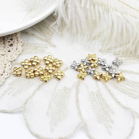 Geometric Copper Beads Triangle Water Drop Clover Shape Spacer Beads Gold Silver Plated Metal Beads For DIY Jewelry Making