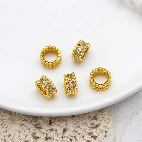 DIY Jewelry Accessory 18K Gold Plated Copper Small Waist Single Row Rhinestone Pendant Bead For Necklace Bracelet Making