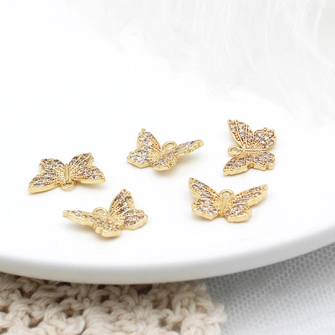 Mode Messing Vlinder Hanger Met 18K Vergulden Micro Strass DIY Sieraden Maken Accessoires Voor Vrouwen Sieraden