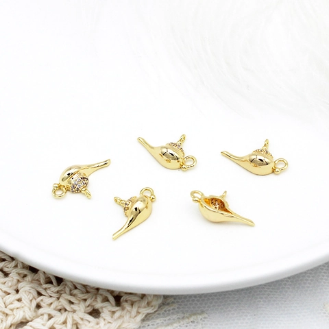Aladdin Magic Lamp Shape Copper Pendant 18K Gold Plated Rhinestone Micro Pave Charm For DIY Jewelry Making Necklaces Bracelets