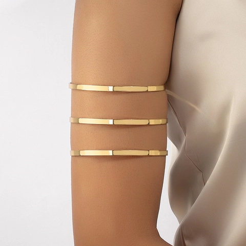 Bracciale Da Braccio Aperto Geometrico Minimalista In Lega Per Donna Gioielli Bracciale Superiore Dorato Lucido