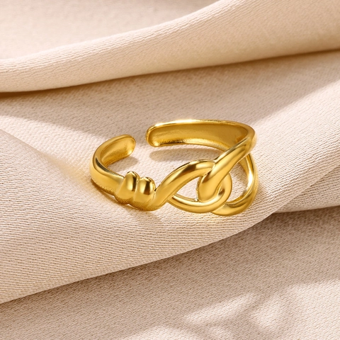 Anello Aperto in Acciaio Inossidabile Placcato Oro per Donna Geometrico a Più Strati a Forma di Onda Fiore Conchiglia Foglia Anello Regolabile Gioielli di Moda