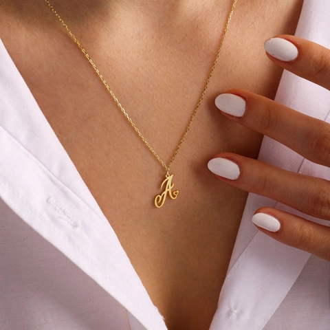 Collier Pendentif Cœur Initial en Acier Inoxydable Pour Femmes Plaqué Or Argent Lettre Ajourée A-Z Bijoux Personnalisés Cadeau