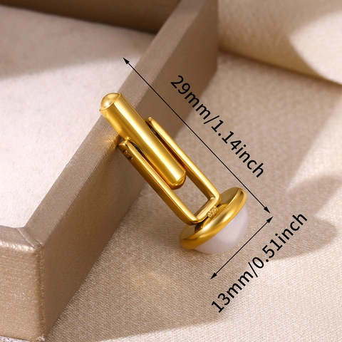 Mellizos de Camisa Francesa para Hombre Oro de Acero Inoxidable Con Perla Artificial de Imitación Blanca Botones de Traje de Boda Negocios Joyería Regalo