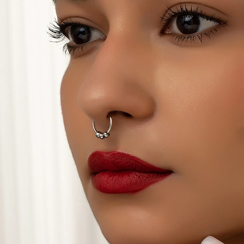 Fashion Alloy Sliding Beads Nose Ring Non Piercing Ear Cuff For Women Men Minimalist Gold Silver Geometric Fidget Nose Clip Jewelry