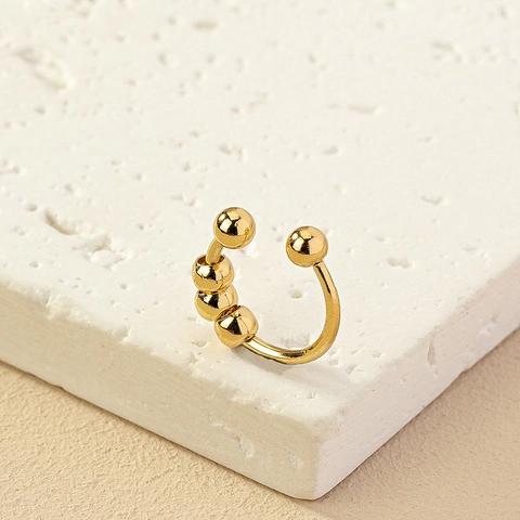 Fashion Alloy Sliding Beads Nose Ring Non Piercing Ear Cuff For Women Men Minimalist Gold Silver Geometric Fidget Nose Clip Jewelry