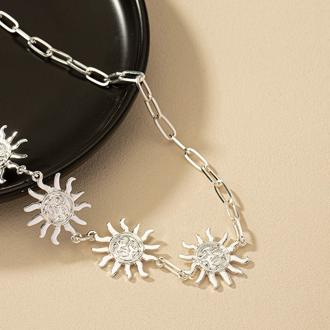Catena da Vita con Pendente a Forma di Sole in Lega Vintage per Donna Catena a Graffetta Catena per il Corpo Stile Bohemien Regolabile Gioielli Argento
