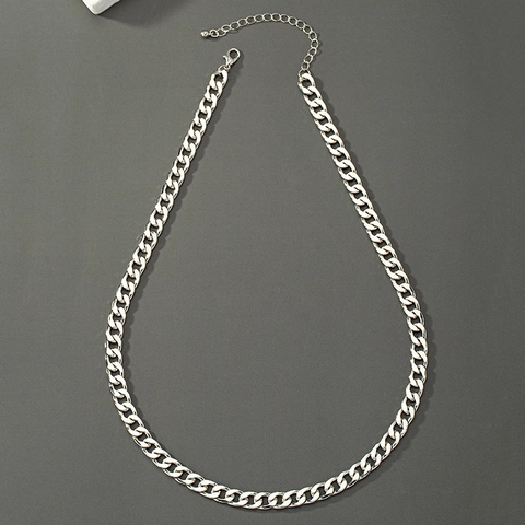 Hip Hop Legierung Geometrische Panzerkette Halskette Für Herren Damen Punk Streetwear Versilbert Verstellbare Gliederkette Schmuck
