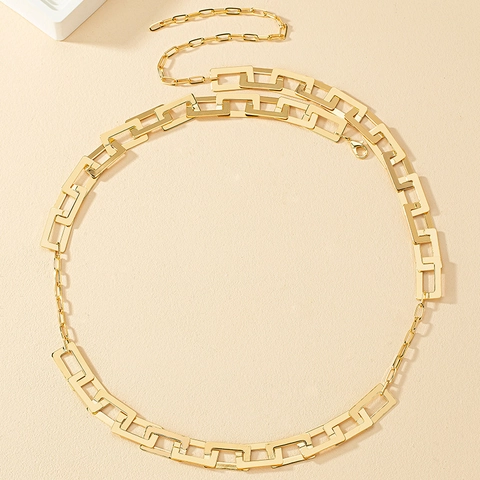 Mode Sexy Gold Legierung Geometrische Kettengürtel Für Damen Grobe Büroklammer Körperkette Für Kleid Alltag Party Schmuck