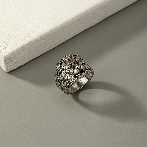 Vintage Löwenkopf Ring Für Herren Legierung Retro Punk Hip Hop Stil Tier Fingerring Schmuck Geschenk Gold Silber Finish