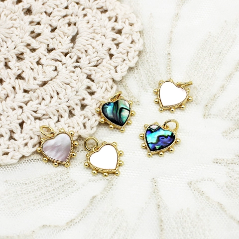 Colgante de Corazón de Cobre Chapado en Oro Real de 18K Con Nácar para Fabricación de Joyas DIY Collar Pulsera Mujer