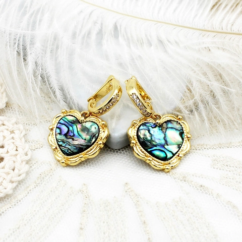 18K Vergoldeter Kupfer Abalone Muschel Herz Blume OT Verschluss Verbinder Strass Eingelegt DIY Schmuckherstellung Zubehör