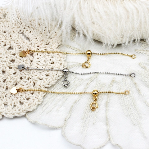 18K Vergulde Koperen Verstelbare Schuifkraal Verlengketting Hartvormige Hanger Connector Voor DIY Ketting Armband Maken