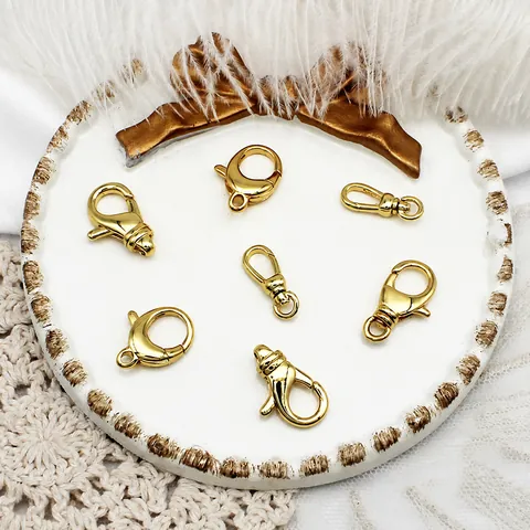 18K Echt Goud Verguld Koper Karabijnsluiting Draaibare Musketonhaken DIY Sieraden Maken Ketting Armband Connectoren