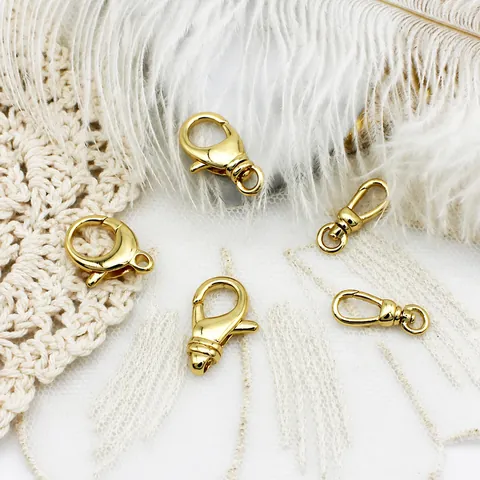 18K Echt Goud Verguld Koper Karabijnsluiting Draaibare Musketonhaken DIY Sieraden Maken Ketting Armband Connectoren