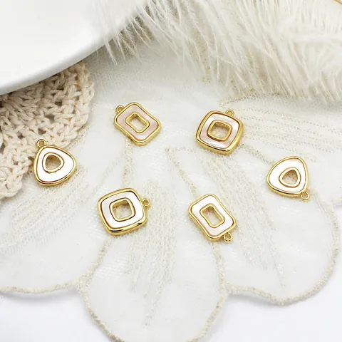 18K Vergoldet Messing Weiß Muschel Geometrische Anhänger Charms Für DIY Halskette Ohrring Herstellung Dreieck Rechteck Quadrat Schmuckzubehör