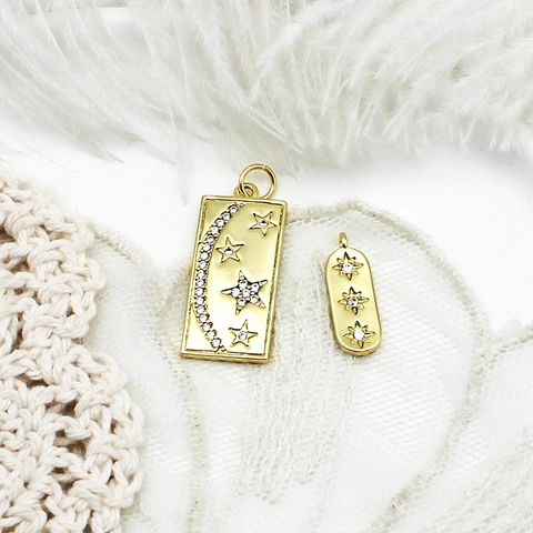 18K Gold Plated Copper Celestial Pendants Star Moon Planet Hexagram Charms For DIY Necklace Bracelet Jewelry Making Accessories Women