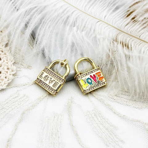 18K Gold Plated Copper Pendants Micro Set Zirconia Letter Love Lock Moon Heart Arrow DIY Jewelry Accessories For Necklace