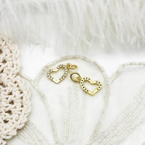 18K Gold Plated Copper Heart Pendants For Jewelry Making Love Letter Rose Rhinestone Enamel DIY Charms Necklace Accessory
