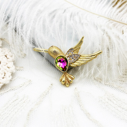 18K Gold Plated Copper Hummingbird Zirconia Pendant Bird Shape DIY Charm For Necklace Bracelet Jewelry Making Accessory