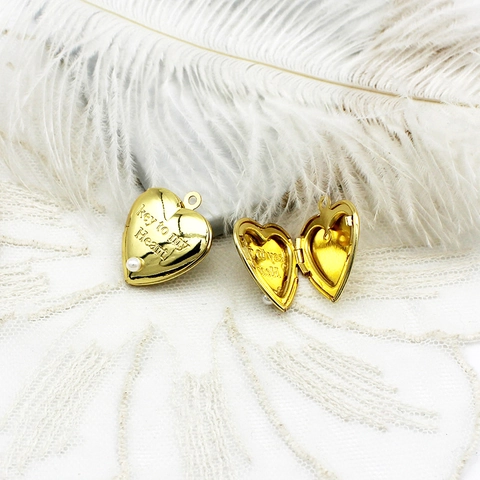 18K Gold Plated Copper Locket Pendant Heart Sun Portrait Photo Box DIY Jewelry Necklace Accessories For Women