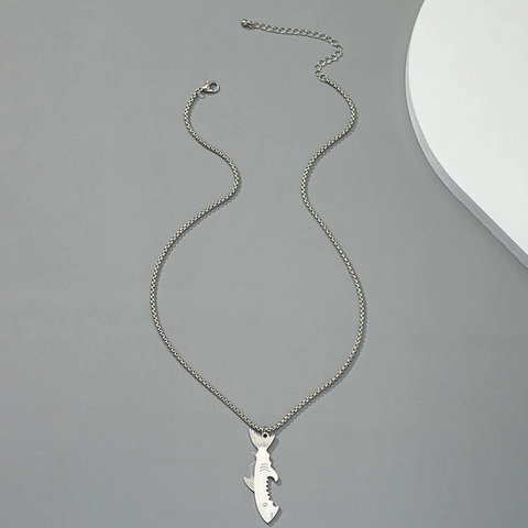 Fashion Alloy Titanium Steel Shark Pendant Necklace For Men Silver Tone Bottle Opener Design Hip Hop Punk Cool Animal Jewelry