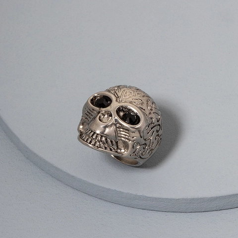 Punk Gothic Herren Totenkopf Ring Vintage Legierung Strass Geschnitzter Biker Ring Für Halloween Party Cool Skelett Schmuck