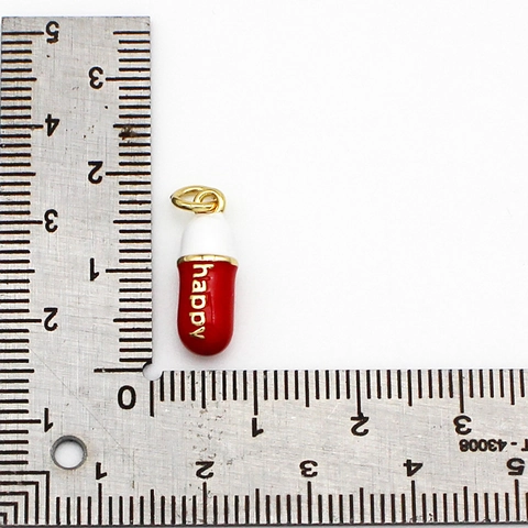 Copper 18K Gold Plated Capsule Pill Pendant Happy Letter Enamel Charm For DIY Necklace Bracelet Earring Making Jewelry Accessory