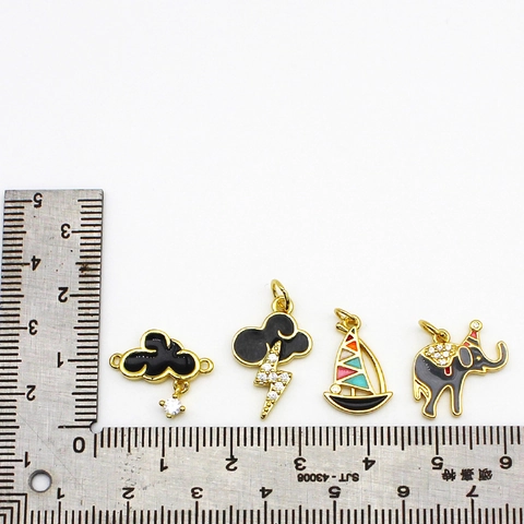 Western Fashion DIY Sieraden Maken Accessoires Koper 18K Verguld Emaille Wolk Olifant Boot Hanger Charms Met Strass