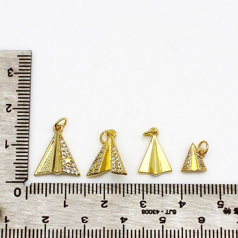 18K Gold Plated Copper Paper Plane Pendant With Rhinestone DIY Jewelry Accessories For Necklace Bracelet Earrings Making