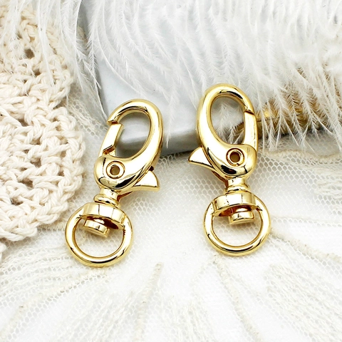18K Gold Plated Alloy Lobster Clasp Keychain Hook Rotating Swivel Connector DIY Jewelry Making Findings Bag Accessories