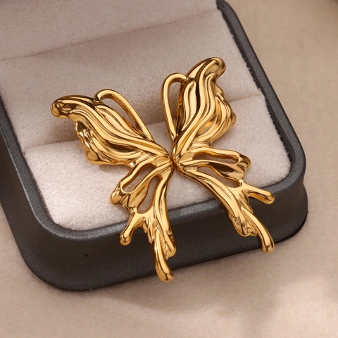 Boucles d'Oreilles Géométriques Irrégulières en Acier Inoxydable pour Femmes Clous d'Oreilles Métalliques Plaqués Or 18K Avec Tige en Argent 925