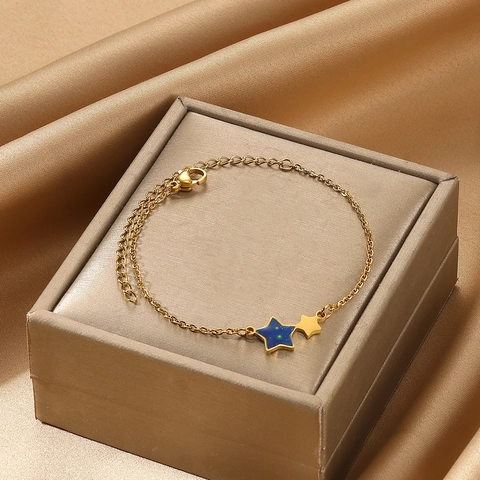 Stainless Steel Zirconia Flower Star Cross Pendant Bracelet For Women Gold Silver Plated Adjustable Fashion Jewelry Hand Chain