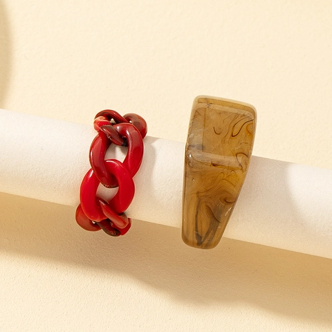 Vintage Legierung Klumpiger Ring Set Für Damen Geometrische Marmor Textur Acryl Look Fingerring Mode Ins Stil Retro Schmuck