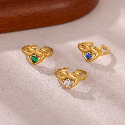 Vintage 304 Stainless Steel Open Rings For Women Gold Plated Heart Crown Sun Butterfly Rhinestone Artificial Pearl Ring