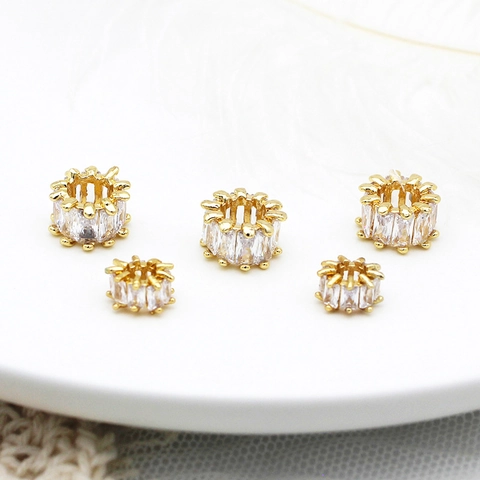 18K Gold Plated Copper Micro Pave Rhinestone Cylinder Pendant For DIY Necklace Bracelet Jewelry Making Supplies Waist Shape Charm