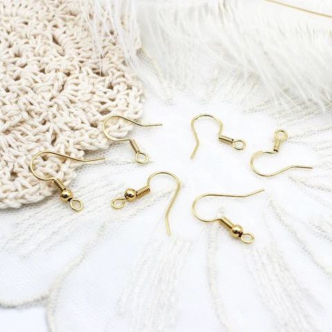 18K Gold Plated Copper Earring Hooks With 925 Sterling Silver Earring Post Round Wire Ear Hooks For DIY Jewelry Making