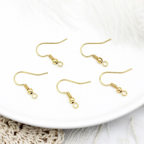 18K Gold Plated Copper Earring Hooks With 925 Sterling Silver Earring Post Round Wire Ear Hooks For DIY Jewelry Making