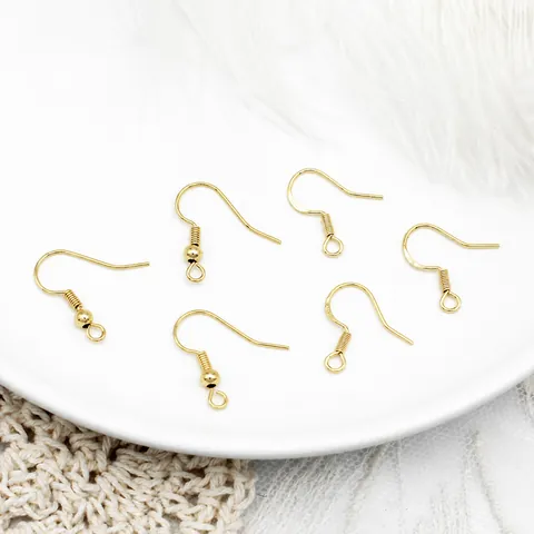 Crochets d'Oreilles en Cuivre Plaqué Or 18K Avec Tige en Argent Sterling 925 Crochets à Fil Rond pour DIY Bijoux