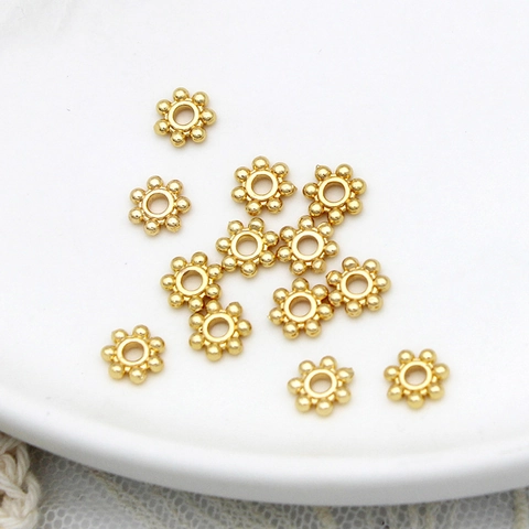 18K Gold Plated Copper Snowflake Spacer Beads For DIY Jewelry Making Vintage Flower Shaped Metal Findings Handcrafted Hairpin Materials