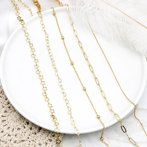 Cadenas De Joyería DIY De Cobre Chapado En Oro 18K Cadenas En Forma De Corazón Estrella O Para Accesorios De Collar Pulsera