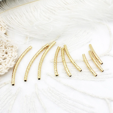 Tubi Curvi in Rame Placcati Oro 18K Motivo Filettato Taglio Diamante Sfaccettato Componenti per Gioielli DIY Collane Bracciali