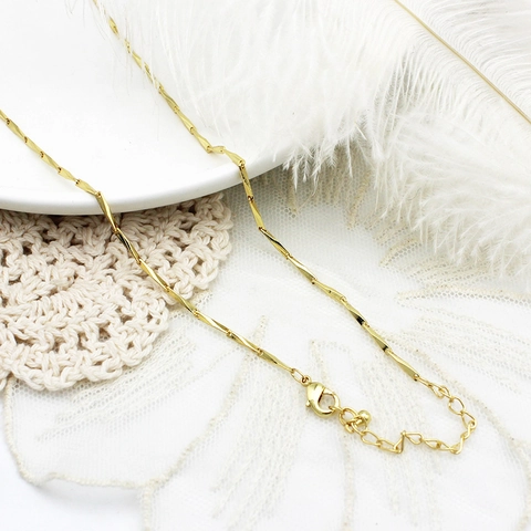 18K Gold Plated Copper Necklace Chain For DIY Jewelry Making Accessories Stainless Steel Box Curb Water Wave Link Chains Extension Chain Lobster Clasp For Women