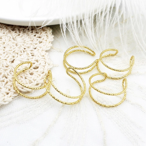 18K Vergulde Koperen Ring Met Gedraaid Touw Voor Dames Minimalistische DIY Sieraden Accessoires Verstelbare Ring