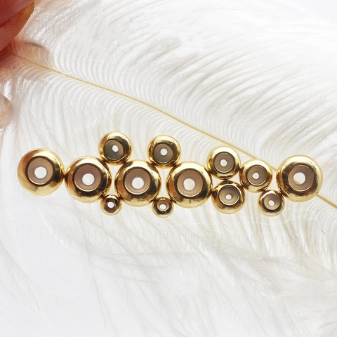 Perline in Silicone con Regolazione del Posizionamento in Rame Placcato Oro 18K Perline Rotonde e Piatte per la Creazione di Gioielli Fai-da-te Collane Braccialetti