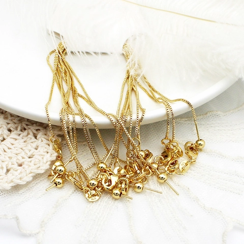 18K Gold Plated Copper Adjustable Bracelet Chain For Women DIY Jewelry Making Box Chain O Link Chain With Sliding Bead