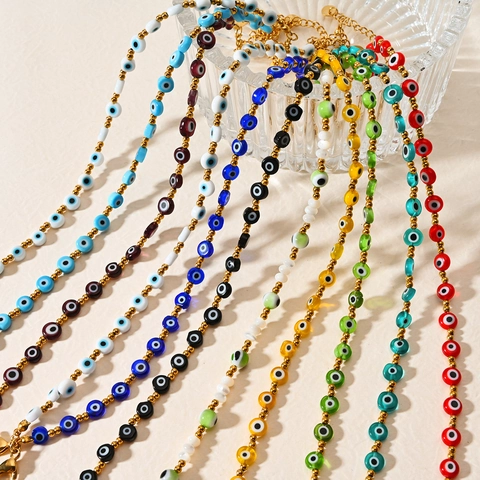 Boho Böser Blick Fußkettchen Für Damen Edelstahl Perlen Verstellbare Verlängerungskette Strand Ethno Schmuck Geschenk