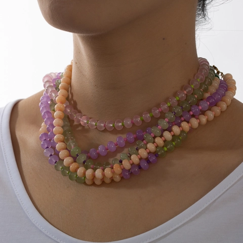 Vintage Naturstein Perlenkette Für Damen Handgefertigter Edelstahl Herzanhänger Schmuck Nischendesign Stein Choker